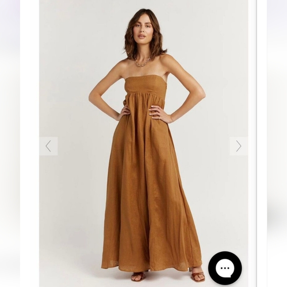 DISSH Gia Tangerine Brown Strapless Empire Waisted Maxi Dress Size 4 - Picture 1 of 11